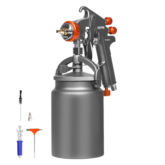 REFINE RS8808 Air Spray Paint Gun, 1.8mm Nozzle, 1000cc Aluminum Cup, for Car/House Painting