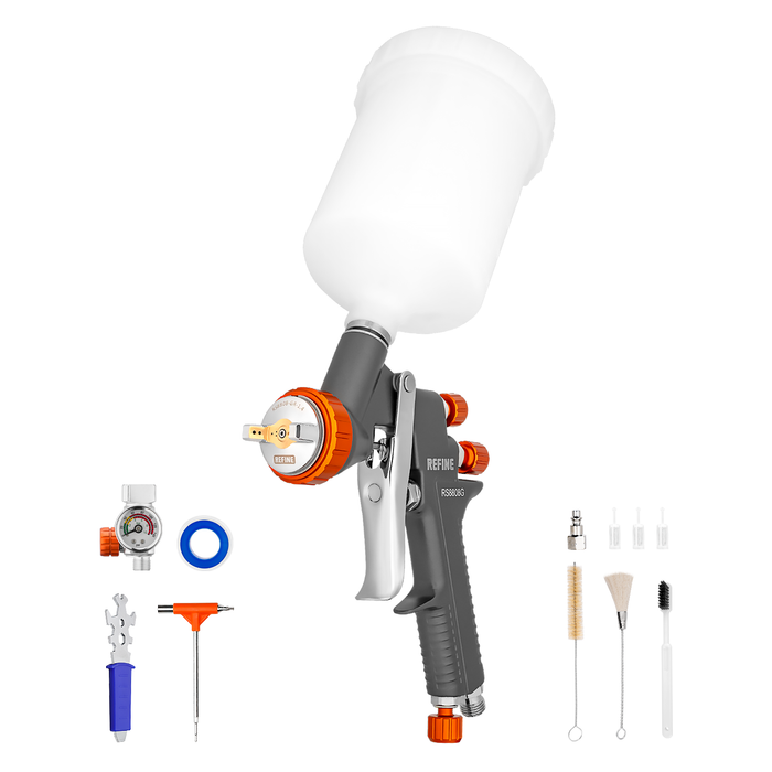 REFINE RS8808G Air Spray Paint Gun, 1.4mm Nozzle, 600cc Cup, for Topcoats and Finish Painting