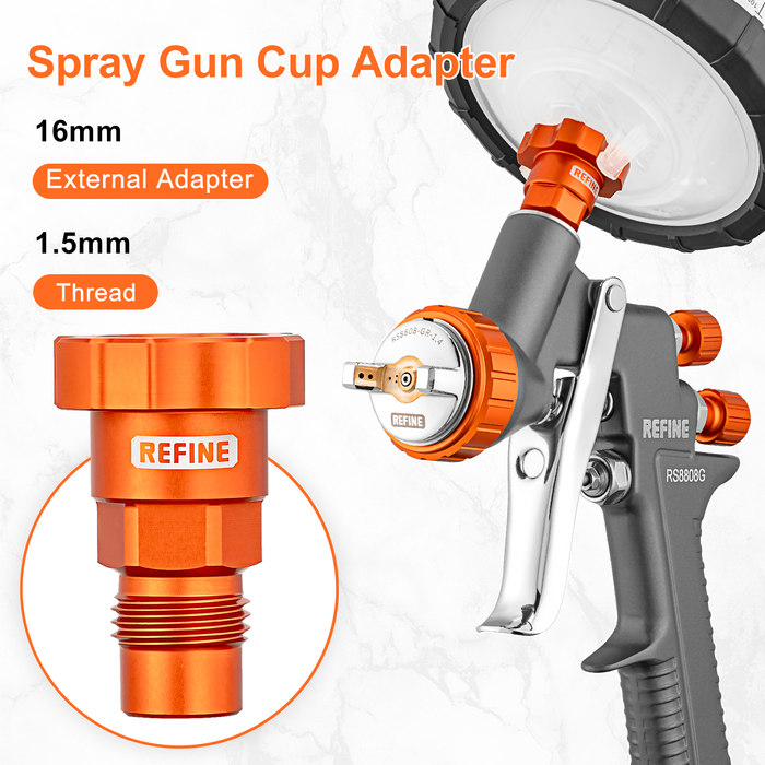 REFINE Spray Gun Cup Adapter Fits for RS8808G, M16*1.5mm External Thread Paint Gun Cup Adapter