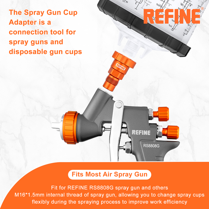 REFINE Spray Gun Cup Adapter Fits for RS8808G, M16*1.5mm External Thread Paint Gun Cup Adapter