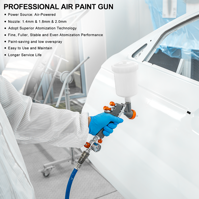 REFINE RS8808G Air Spray Paint Gun Kit, 1.4/1.8/2.0mm Nozzle Sets, for Cars, House Painting